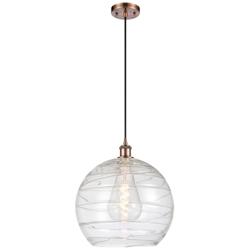 Ballston Athens 14" Antique Copper LED Pendant With Clear Deco Swirl S