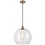 Ballston Athens 14" Antique Copper LED Pendant With Clear Shade