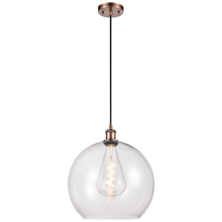 Image 1 Ballston Athens 14" Antique Copper LED Pendant With Clear Shade