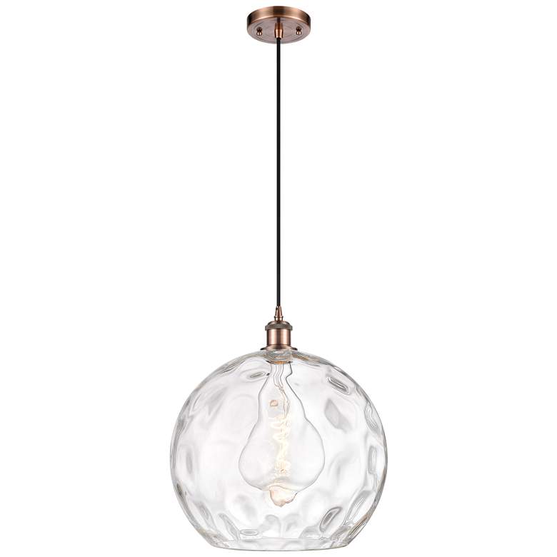Image 1 Ballston Athens 14" Antique Copper LED Pendant With Clear Water Glass