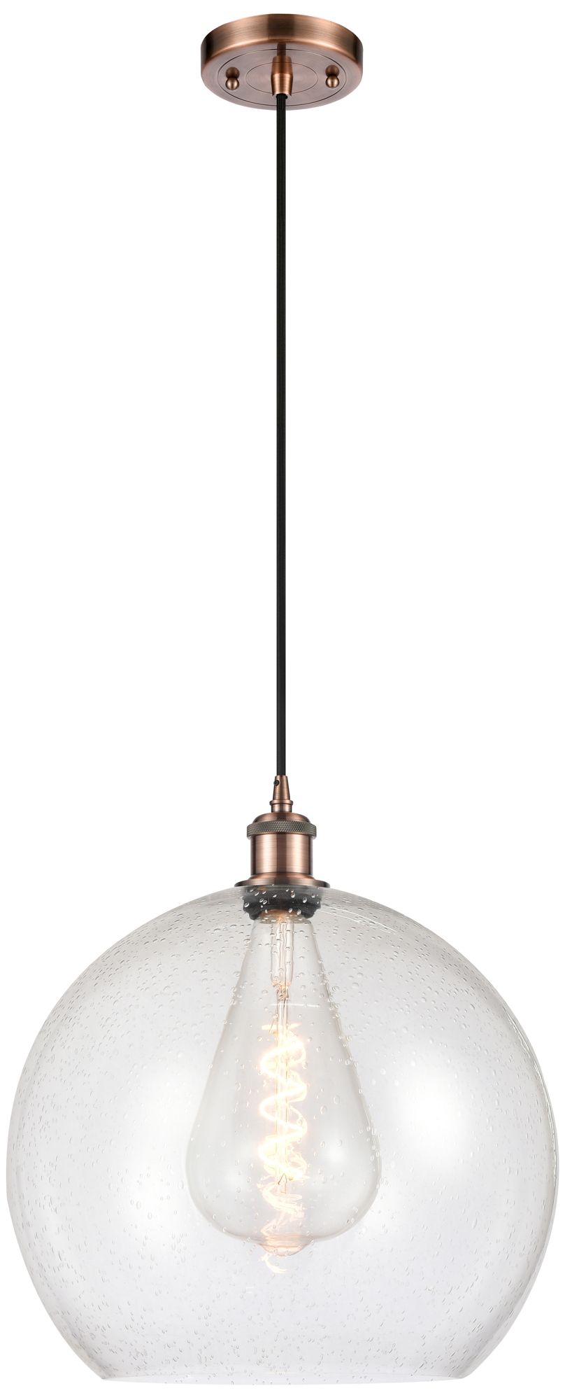 Ballston Athens 14" Antique Copper Pendant With Seedy Shade - Made to