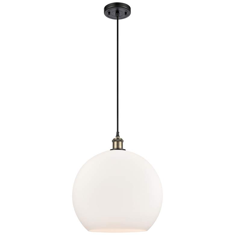 Image 1 Ballston Athens 14 inch Black Antique Brass LED Pendant With Matte White S