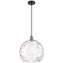 Ballston Athens 14" Black Antique Brass Pendant With Water Glass Shade