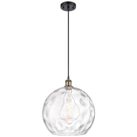 Ballston Athens 14" Black Antique Brass Pendant With Water Glass Shade Ballston Athens 14" Black Antique Brass Pendant With Water Glass Shade