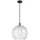 Ballston Athens 14" Black Brass LED Pendant With Clear Deco Swirl Shad