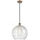 Ballston Athens 14" Brushed Brass LED Pendant With Clear Deco Swirl Sh