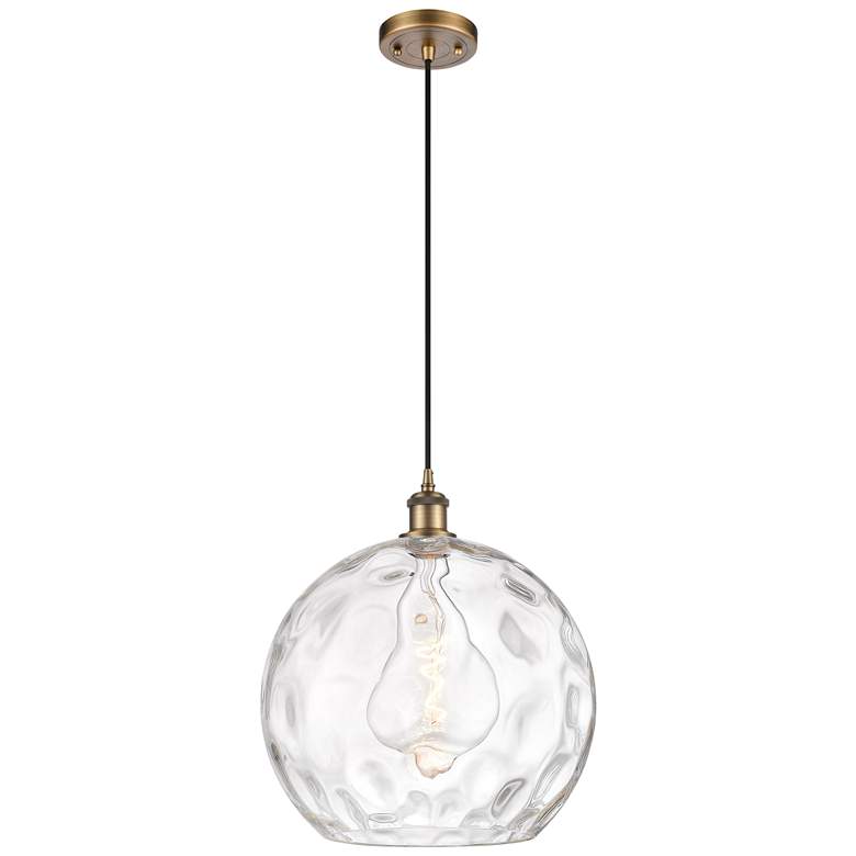 Image 1 Ballston Athens 14 inch Brushed Brass LED Pendant With Clear Water Glass S