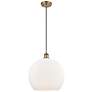 Ballston Athens 14" Brushed Brass LED Pendant With Matte White Shade