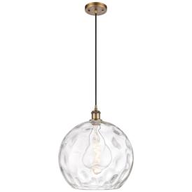 Ballston Athens 14" Brushed Brass Pendant With Clear Water Glass Shade Ballston Athens 14" Brushed Brass Pendant With Clear Water Glass Shade
