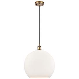 Image1 of Ballston Athens 14" Brushed Brass Pendant With Matte White Shade