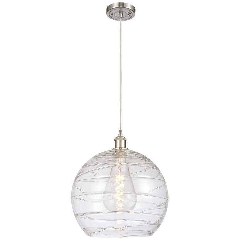Image 1 Ballston Athens 14" Brushed Nickel LED Pendant With Clear Deco Swirl S