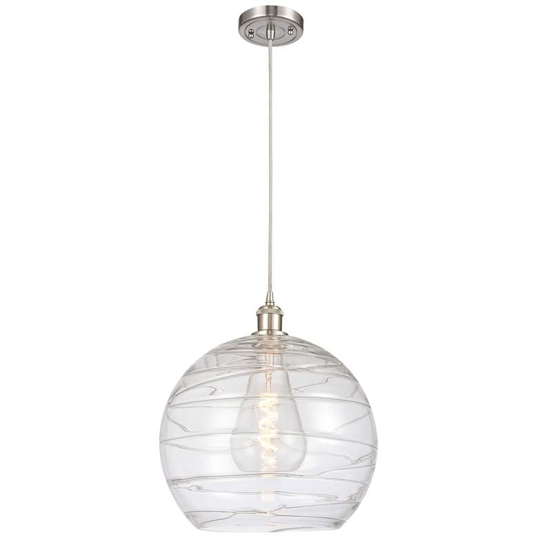 Image 1 Ballston Athens 14" Brushed Nickel LED Pendant With Clear Deco Swirl S
