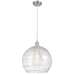 Ballston Athens 14" Brushed Nickel LED Pendant With Clear Deco Swirl S