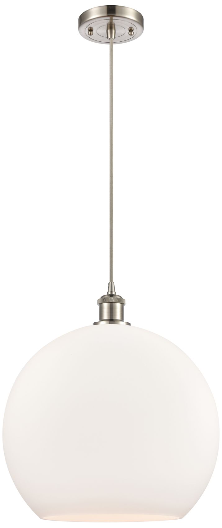 Ballston Athens 14" Brushed Nickel Pendant w/Matte White Made to Order