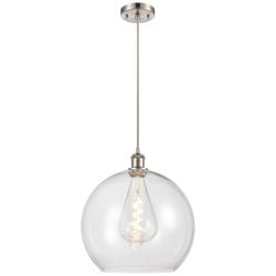 Ballston Athens 14" Brushed Satin Nickel Pendant With Clear Shade