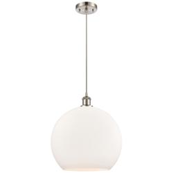 Ballston Athens 14" Brushed Satin Nickel Pendant With Matte White Shad
