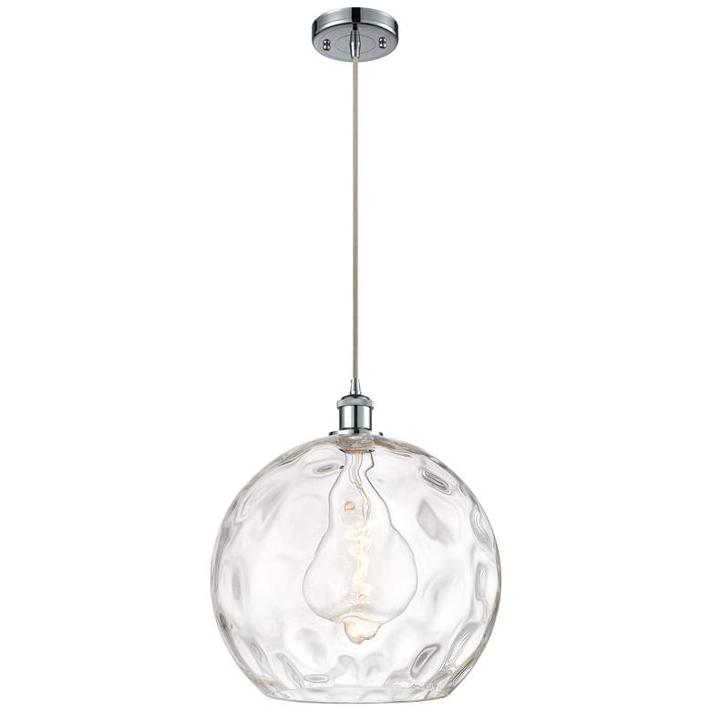 Image 1 Ballston Athens 14" Chrome LED Pendant With Clear Water Glass Shade