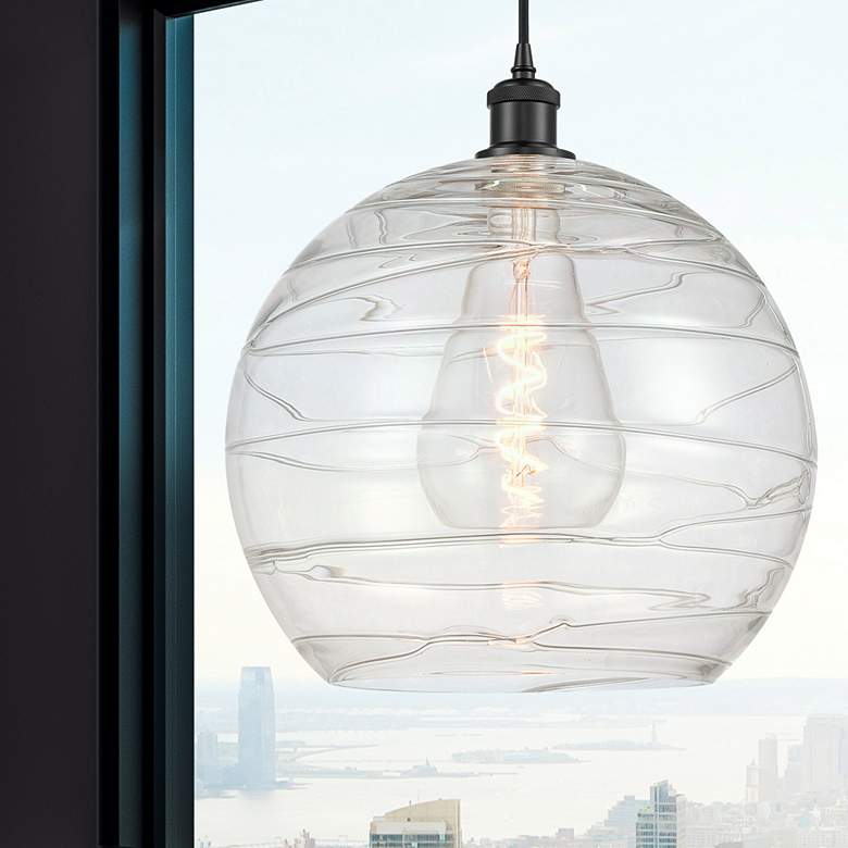 Image 2 Ballston Athens 14" Matte Black LED Pendant With Clear Deco Swirl Shad more views