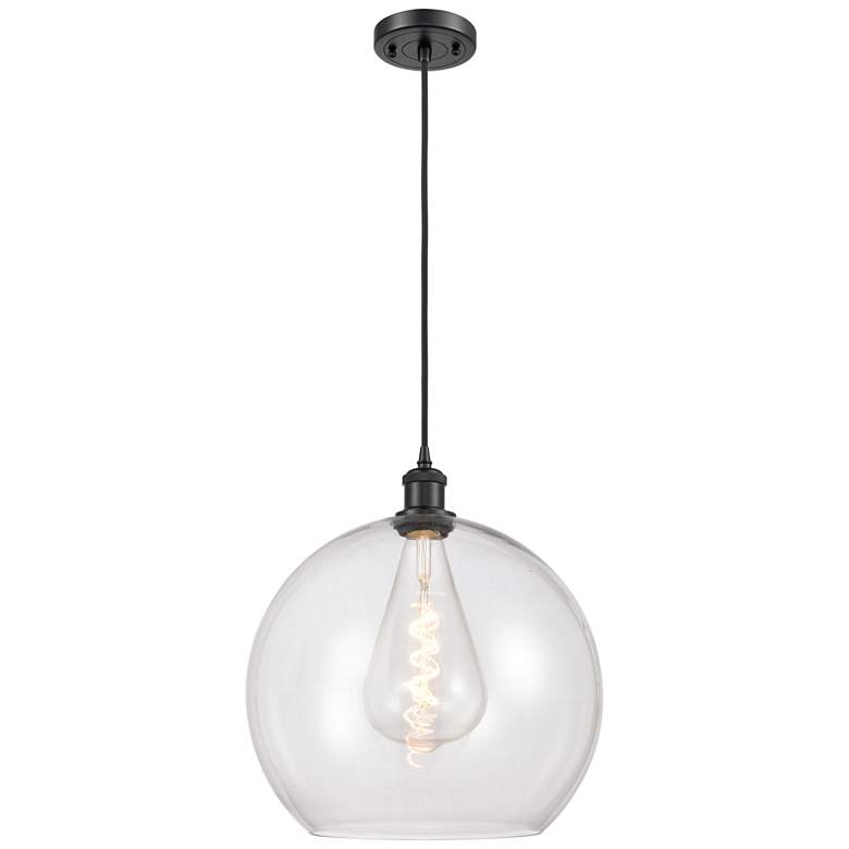 Image 1 Ballston Athens 14 inch Matte Black LED Pendant With Clear Shade