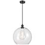 Ballston Athens 14" Matte Black LED Pendant With Clear Shade