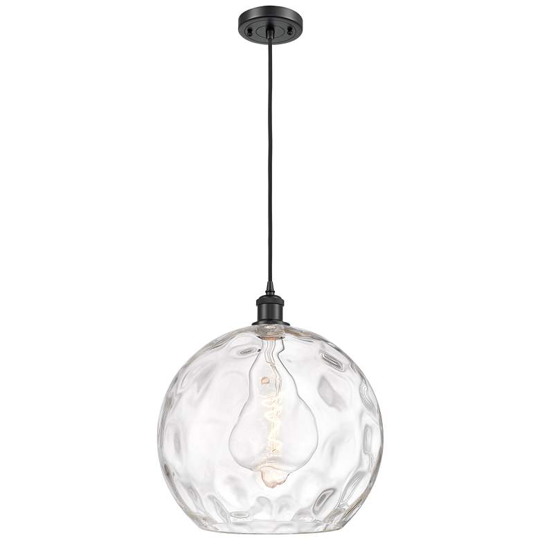 Image 1 Ballston Athens 14 inch Matte Black LED Pendant With Clear Water Glass Sha