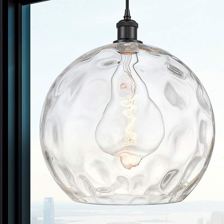 Image 1 Ballston Athens 14" Matte Black LED Pendant With Clear Water Glass Sha