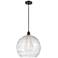 Ballston Athens 14" Matte Black Pendant With Clear Deco Swirl Shade