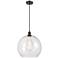Ballston Athens 14" Matte Black Pendant With Clear Shade