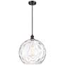 Ballston Athens 14" Matte Black Pendant With Clear Water Glass Shade