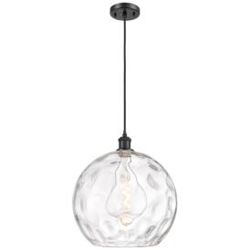 Ballston Athens 14" Matte Black Pendant With Clear Water Glass Shade Ballston Athens 14" Matte Black Pendant With Clear Water Glass Shade