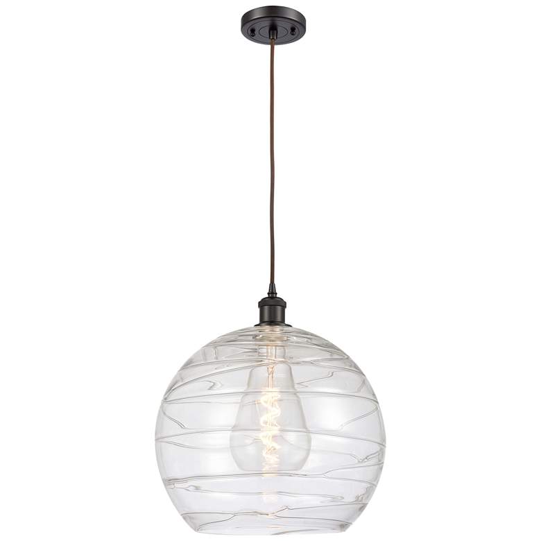 Image 1 Ballston Athens 14" Oil Rubbed Bronze LED Pendant W/ Deco Swirl Shade