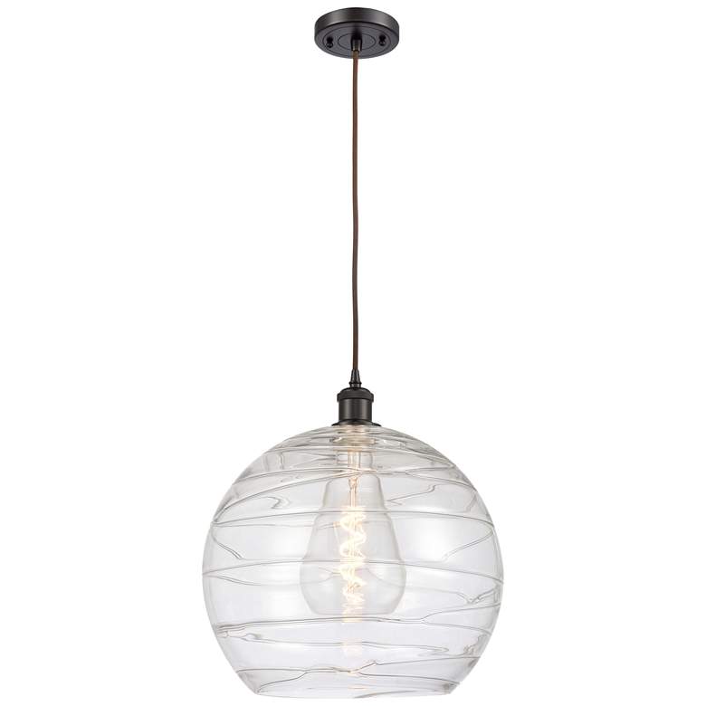 Image 1 Ballston Athens 14 inch Oil Rubbed Bronze LED Pendant W/ Deco Swirl Shade