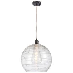 Ballston Athens 14" Oil Rubbed Bronze LED Pendant W/ Deco Swirl Shade