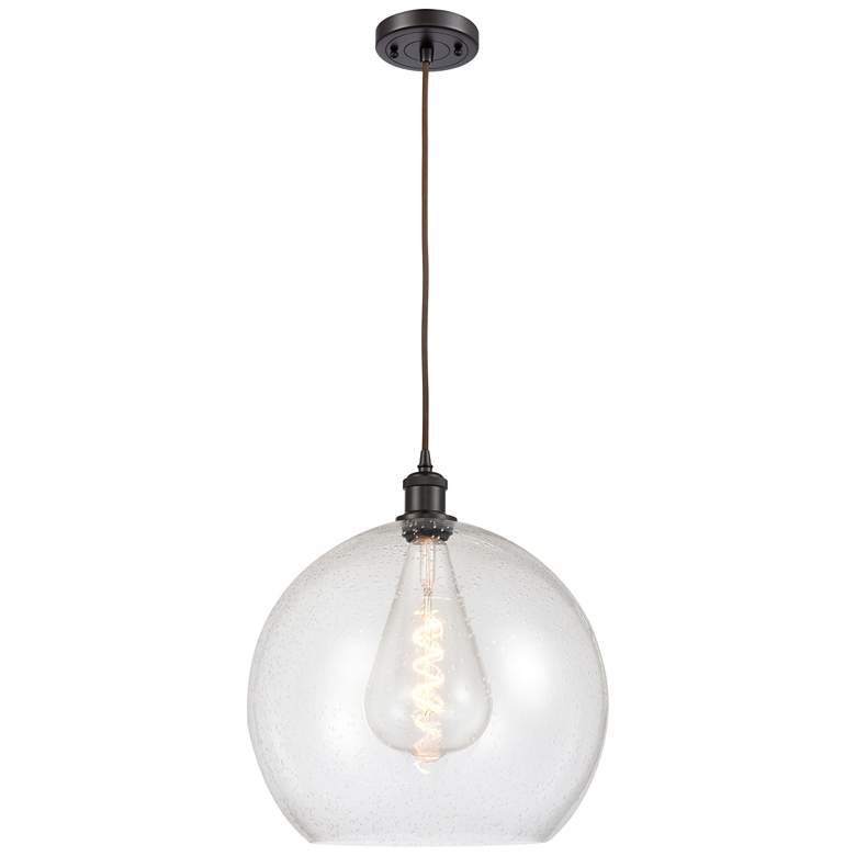 Image 1 Ballston Athens 14 inch Oil Rubbed Bronze LED Pendant With Seedy Shade