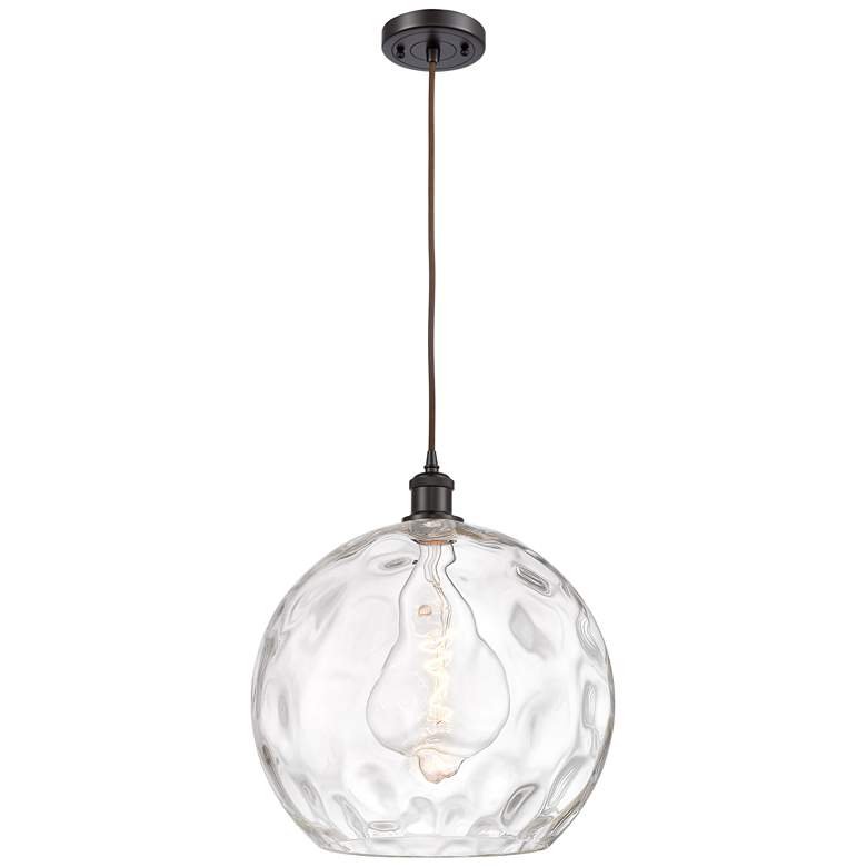 Image 1 Ballston Athens 14" Oil Rubbed Bronze LED Pendant With Water Glass Sha