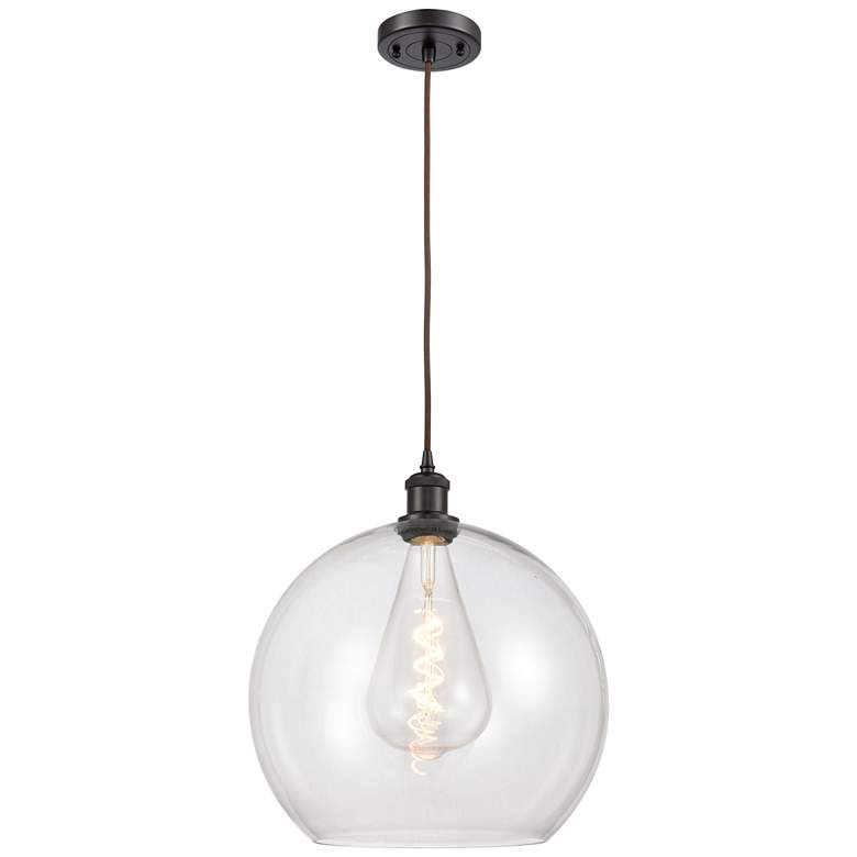 Image 1 Ballston Athens 14 inch Oil Rubbed Bronze Pendant With Clear Shade