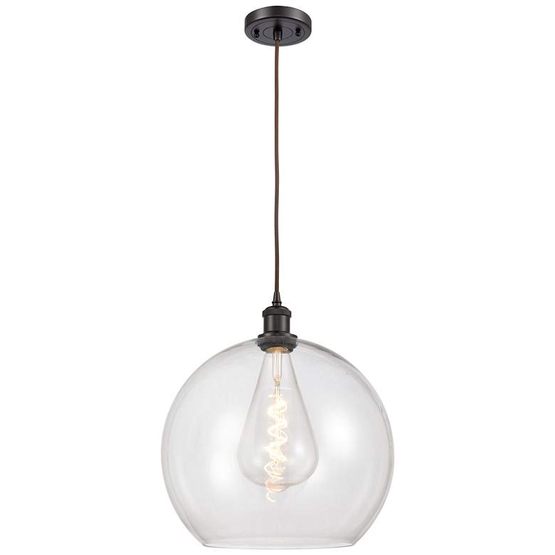 Image 1 Ballston Athens 14" Oil Rubbed Bronze Pendant With Clear Shade