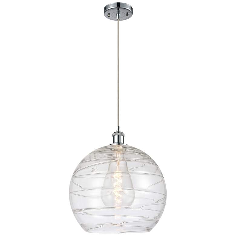 Image 1 Ballston Athens 14" Polished Chrome LED Pendant With Clear Deco Swirl 