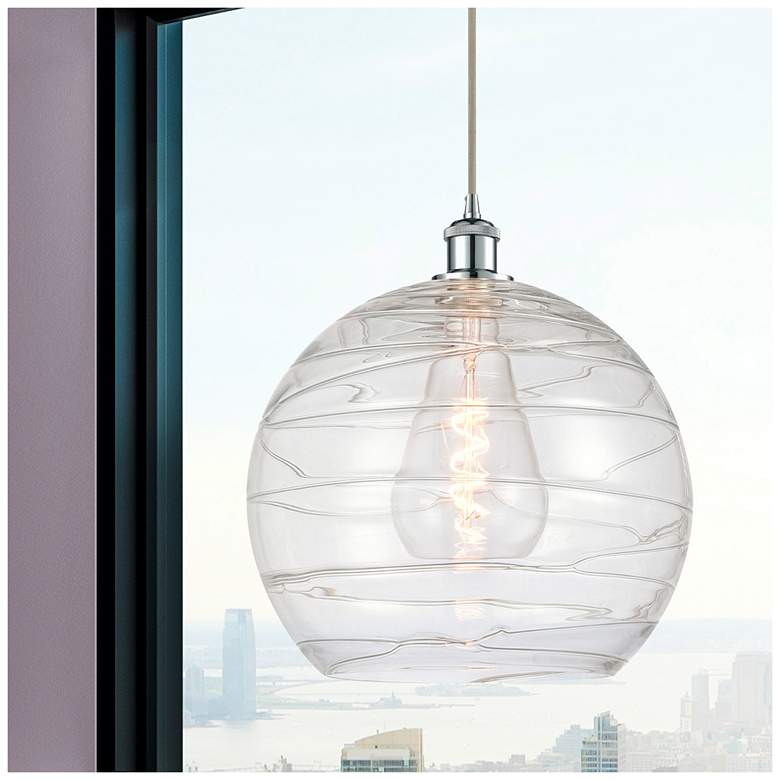 Image 2 Ballston Athens 14" Polished Chrome LED Pendant With Clear Deco Swirl more views