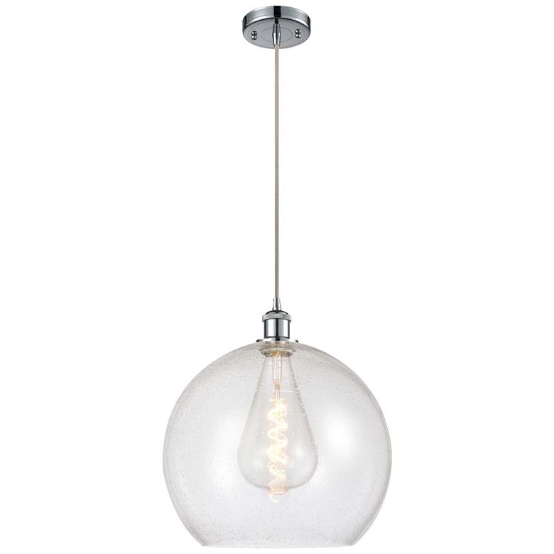 Image 1 Ballston Athens 14" Polished Chrome LED Pendant With Seedy Shade