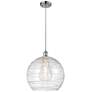 Ballston Athens 14" Polished Chrome Pendant With Clear Deco Swirl Shad