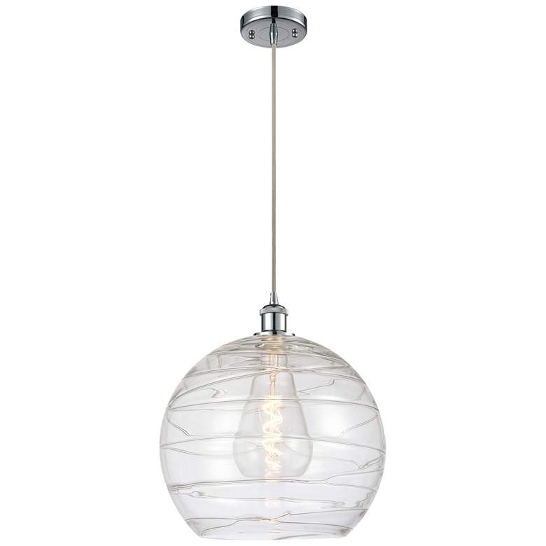 Image 1 Ballston Athens 14" Polished Chrome Pendant With Clear Deco Swirl Shad