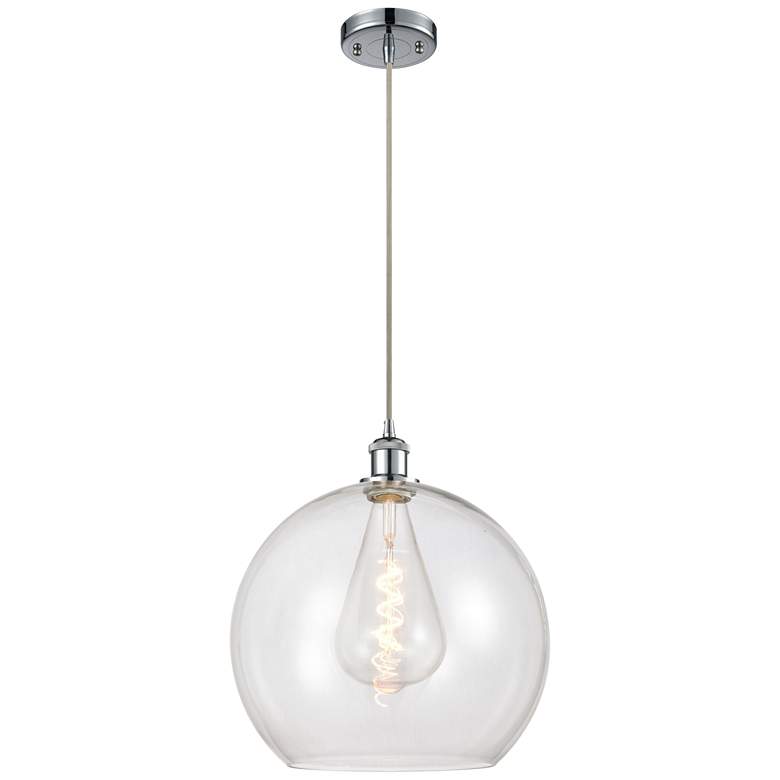Image 1 Ballston Athens 14" Polished Chrome Pendant With Clear Shade