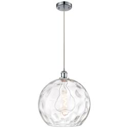 Ballston Athens 14" Polished Chrome Pendant With Clear Water Glass Sha