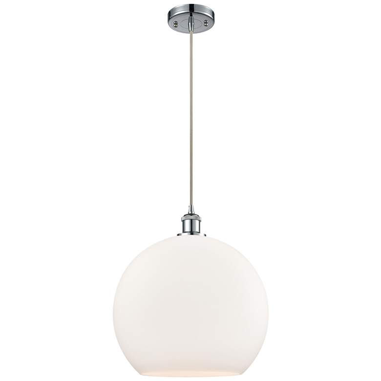 Image 1 Ballston Athens 14 inch Polished Chrome Pendant With Matte White Shade