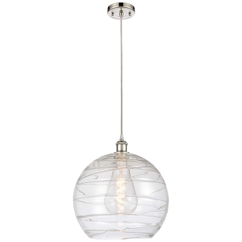 Image 1 Ballston Athens 14 inch Polished Nickel LED Pendant With Clear Deco Swirl 