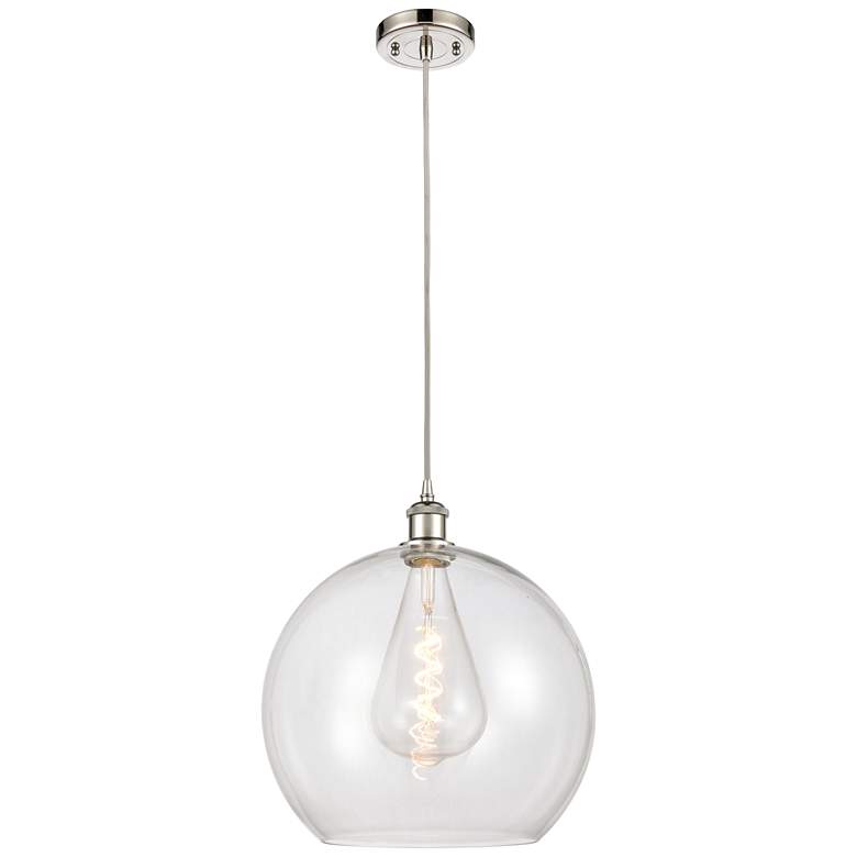 Image 1 Ballston Athens 14" Polished Nickel LED Pendant With Clear Shade
