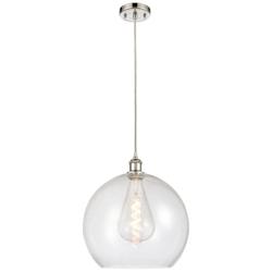 Ballston Athens 14" Polished Nickel LED Pendant With Seedy Shade