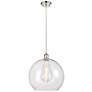 Ballston Athens 14" Polished Nickel Pendant With Clear Shade