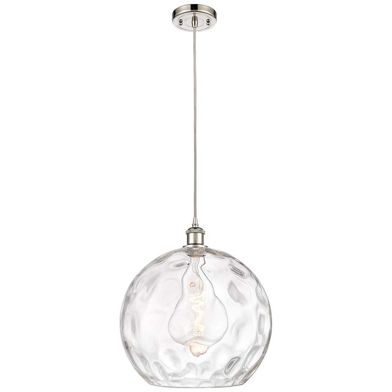 Image 1 Ballston Athens 14" Polished Nickel Pendant With Clear Water Glass Sha